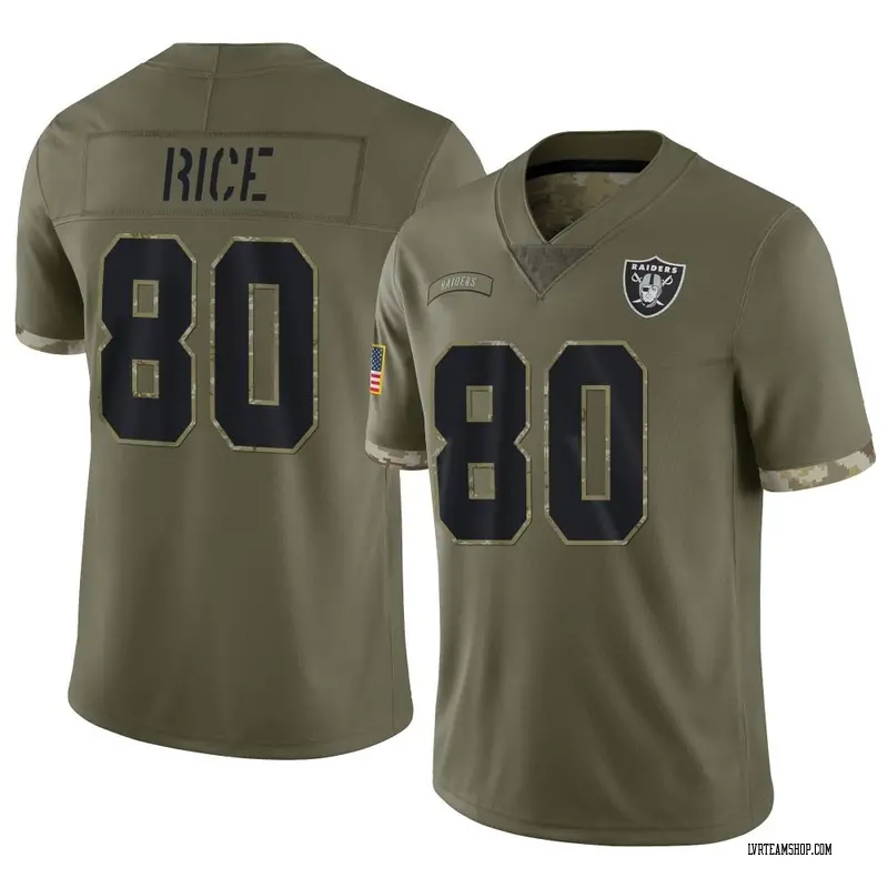 Jerry Rice Las Vegas Raiders Youth Legend Olive Salute to Service Sideline  Long Sleeve T-Shirt